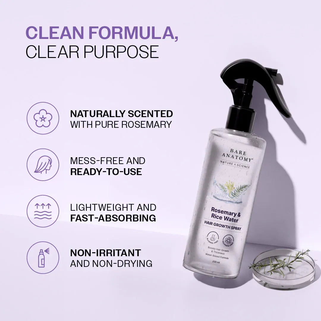 Rosemary & Rice Water Spray For Natural Hair Growth & Hair Thickness